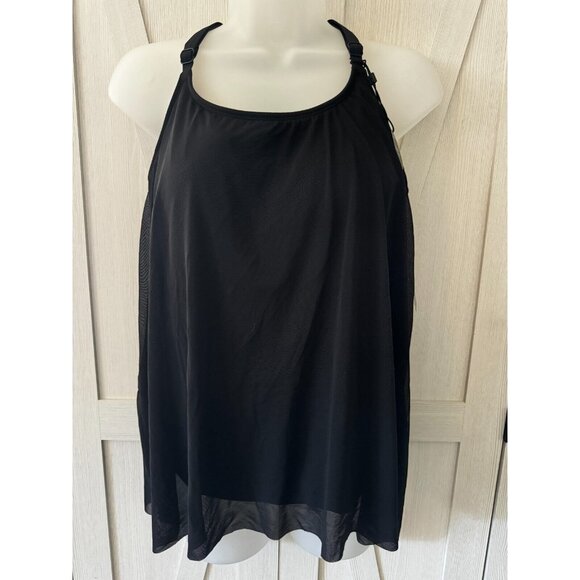 Coco Reef Handkerchief-Hem Sheer Black Flowing Tankini Racerback Top MANY SIZES - Picture 4 of 12